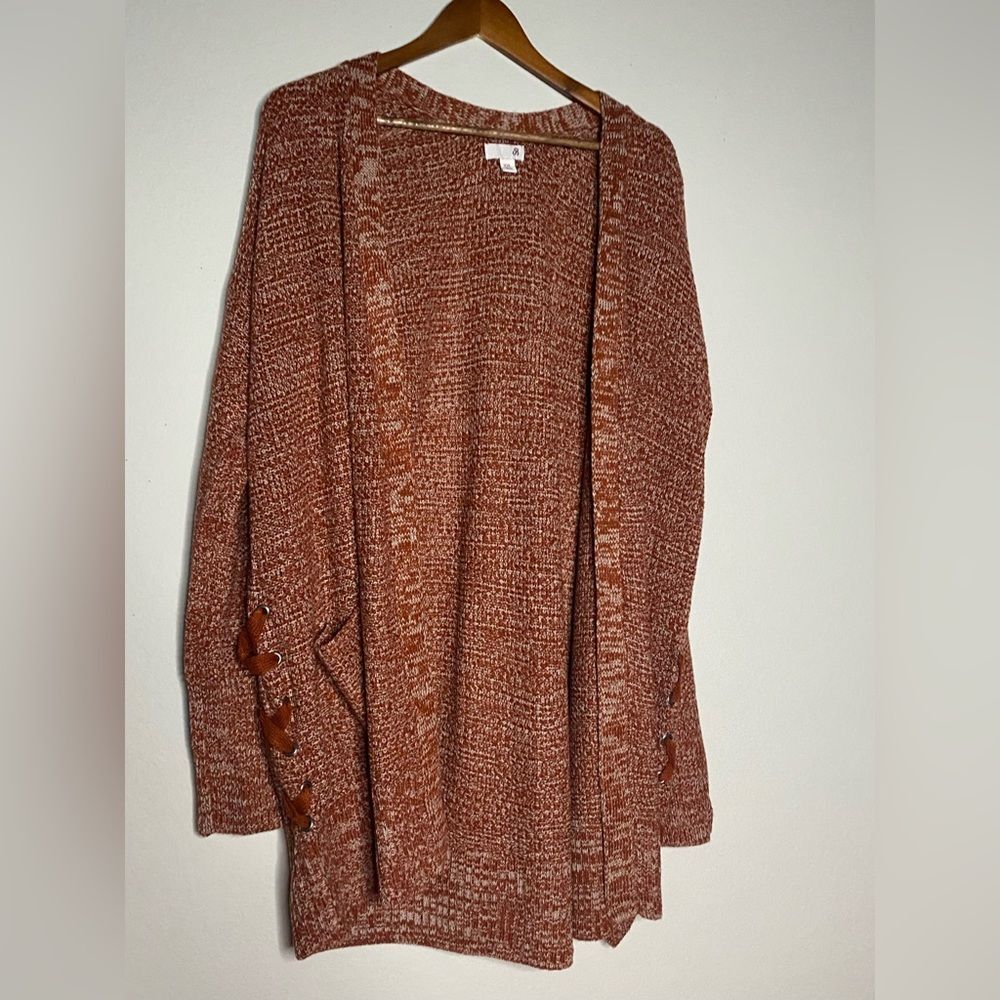 Junior’s Plus Rust Orange Open front Sweater Cardigan XXL